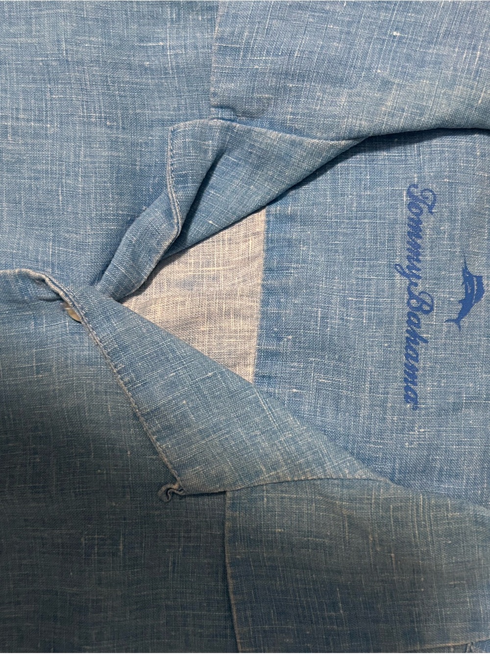 Tommy Bahama Light Blue Linen-Blend Camp Shirt